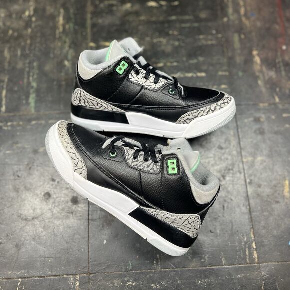 Jordan 3 Retro "Green Glow" (PS) Sz 2Y Little Kids Clean OG Rare - Picture 4 of 7